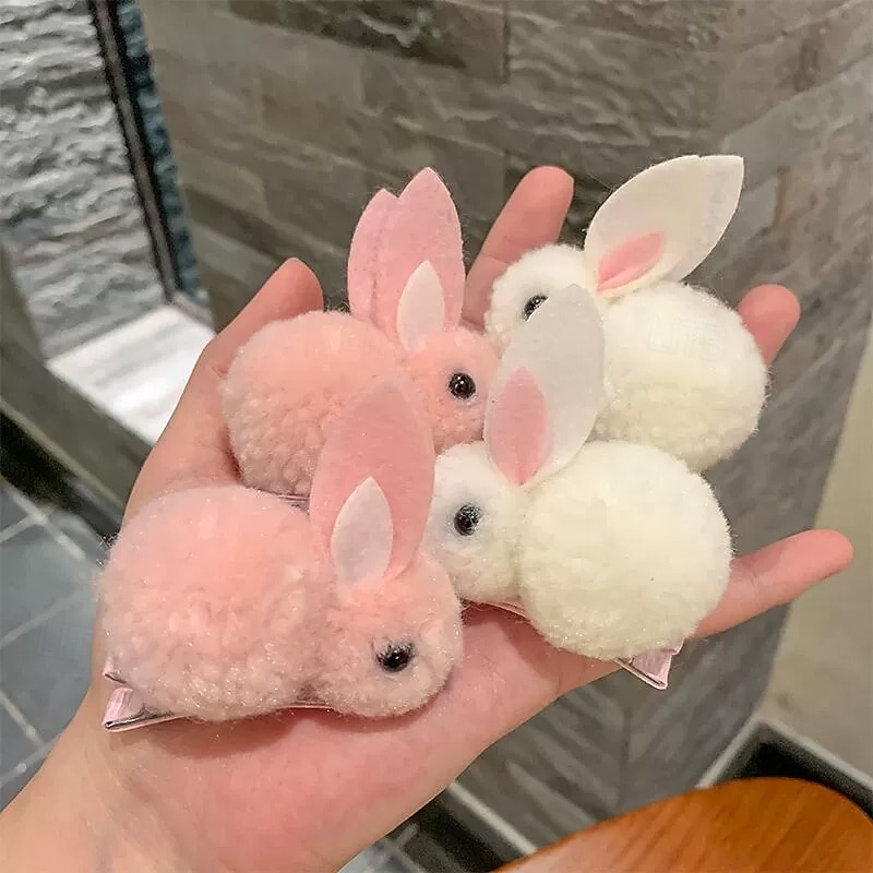 1/3pcs Easter Bunny Hair Clips - Fluffy Plush, Warm 3D Rabbit Design for Women - Perfect for Parties & Casual Wear