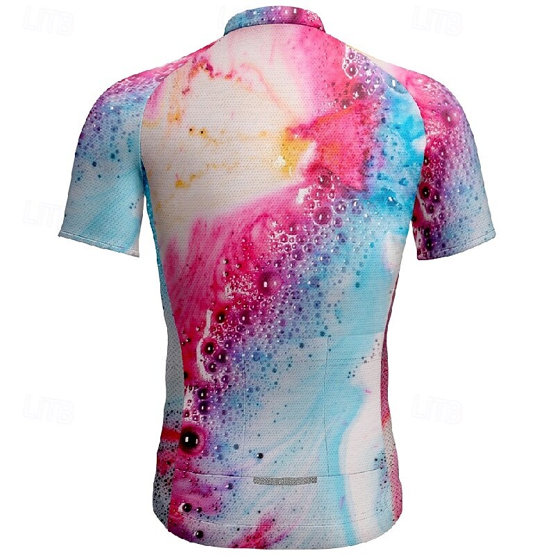 Men's Cycling Jersey Gradient Short Sleeve Bike Tee Tshirt Jersey with 3 Rear Pockets Mountain Bike MTB Quick Dry Anatomic Design Wicking Breathable Sports Blue Fuchsia Clothing Apparel2