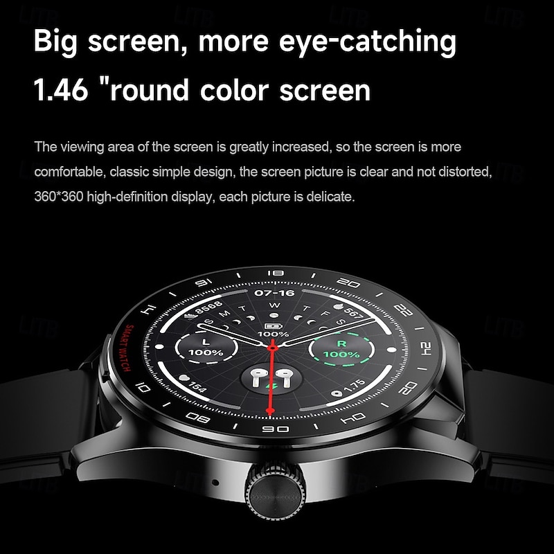 696 D9 Smart Watch 1.46 inch Smartwatch Fitness Running Watch Bluetooth Pedometer Call Reminder Sleep Tracker Compatible with Android iOS Men Hands-Free Calls Message Reminder Watches with Earbuds4