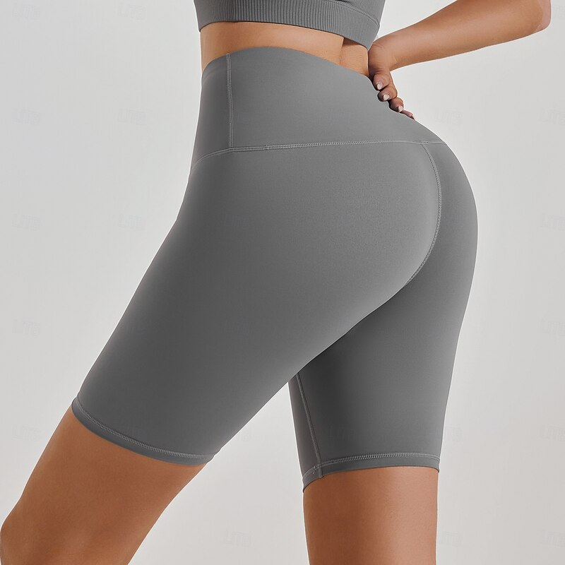 Women's Gym Shorts Yoga Shorts Workout Shorts Butt Lift Tummy Control High Waist Pilates Gym Workout Workout Shorts Solid Color Navy Black Coffee Spandex Sports Activewear Stretchy Slim3