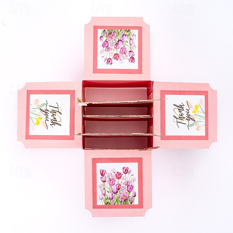 1pc, Lily Greeting Pop Up Card, Thankyou, Best Mom Ever, Happy Mother`s Day, Card For Birthday,Thinking Of You, Anniversary, Valentine's Day, Christmas, Gift, Party Supplies, Home Decorations, With Writing Place And Envelope3