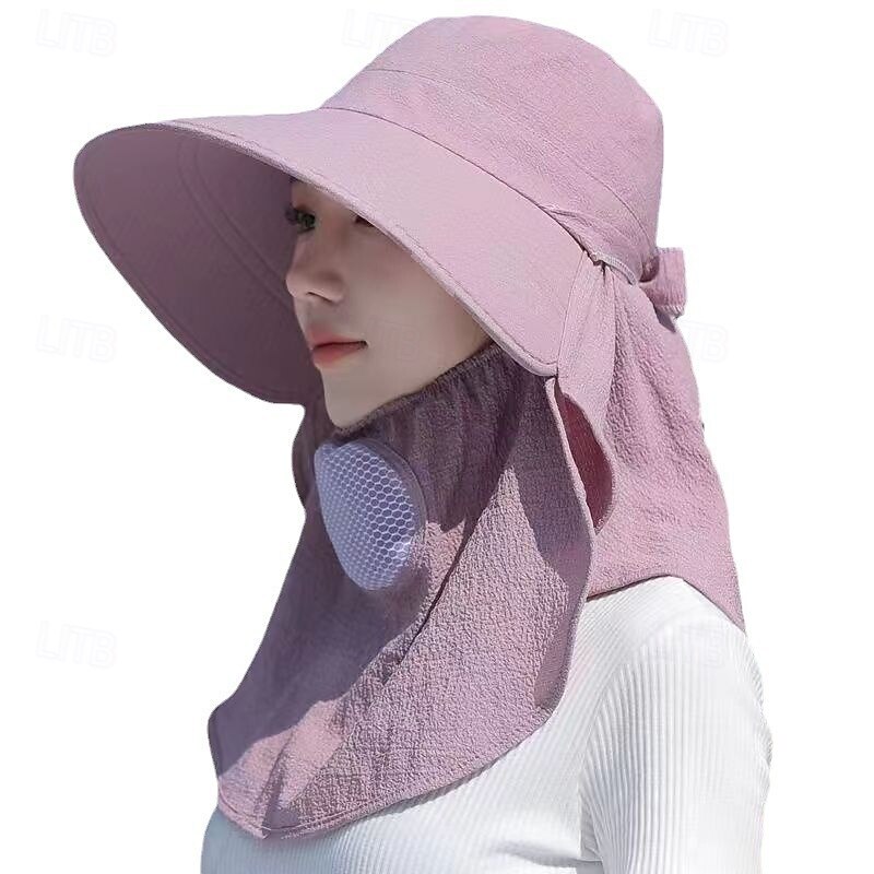 Summer Sun Hat with Full Face Cover, UV Protection Wide Brim Cooling Cap for Women & Men, Cycling, Outdoor, Tea Picking4