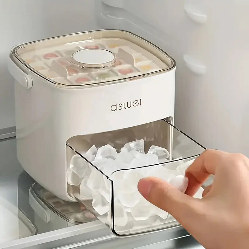 48 Compartment Easy Lid Ice Cube Dispenser - Large Capacity Double Tier Design Food Grade Plastic Freezer Storage Tray for Whiskey & Cocktails Essential Kitchen Gadgets3