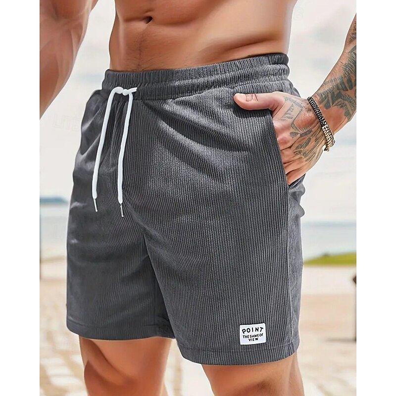 Men's Shorts Summer Shorts Casual Shorts Pocket Drawstring Elastic Waist Plain Comfort Breathable Short Outdoor Vacation Sport Casual Black White4