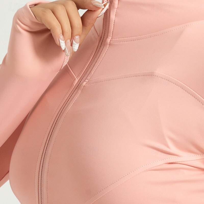 Women's Running T-Shirt Zipper Long Sleeve Tee Tshirt Casual Athleisure Solid Colored Quick Dry Soft Breathable Gym Workout Walking Jogging Sportswear Activewear Dark Grey Dark Pink Black2