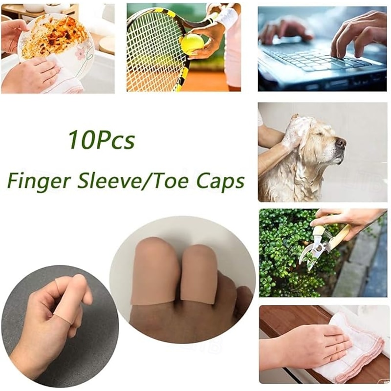 10Pcs/20Pcs Gel Finger Protectors Finger Caps Silicone Fingertips Protection - Finger Cots Great for Trigger Finger Finger Arthritis Finger Cracking and Other Finger Pain Relief3