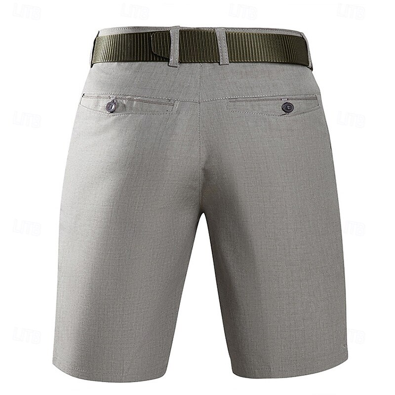 Men's Shorts Dress Shorts Pocket Straight Leg Plain Comfort No-Iron Knee Length Office Business Daily Fashion Streetwear Smoky gray Black3