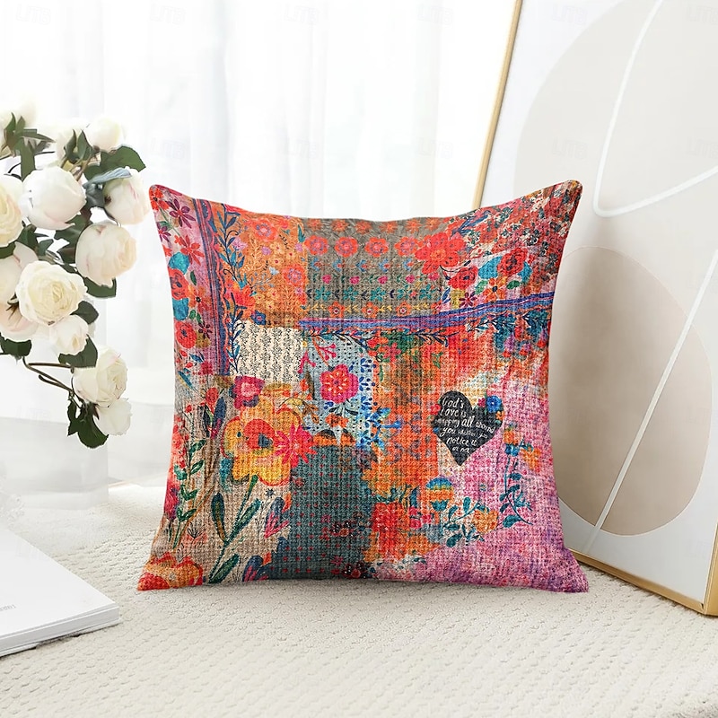 Beautiful Flower Decorative Toss Pillows Cover 1PC Soft Square Couch Cushion Case Pillowcase for Bedroom Livingroom Sofa Chair