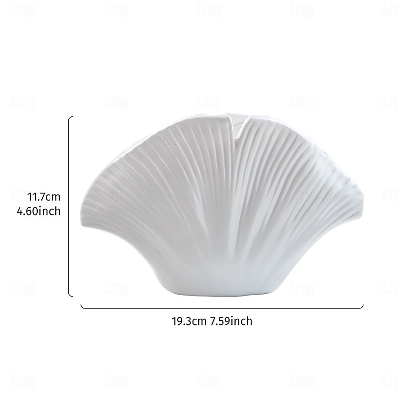 Shell-Shaped Decorative Vase, Resin Material, Solid Color Home Tabletop Decor, Flower Vase for Floral Hydroponics and Table Decoration2