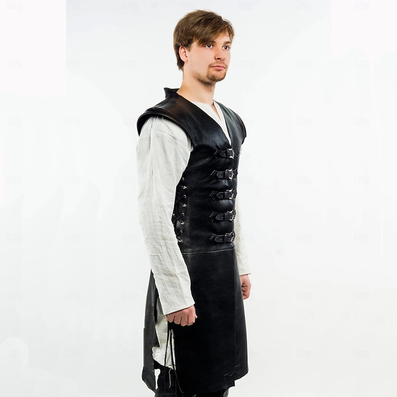 Retro Vintage Medieval Renaissance Armor Masquerade Chest Guard Rivet Solid Color Fancy Dress Men's Celtic Halloween Carnival Masquerade Carnival Performance Masquerade Adults' Vest4