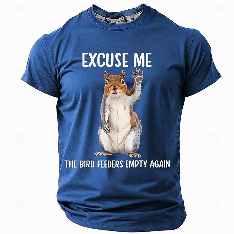 Men's Animal Funny T Shirt Short Sleeve T shirt 3D Print Crew Neck Shirt Exaggerated Designer Party Street Casual Black Red Blue Summer Spring All Seasons Clothing Apparel S M L XL XXL XXXL