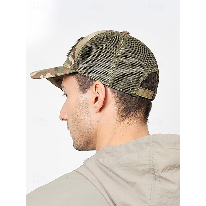 Men's Mesh Camouflage Baseball Cap with American Flag Patch - Tactical style for outdoor enthusiasts and military enthusiasts for daily and field activities3