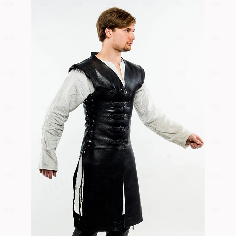 Retro Vintage Medieval Renaissance Armor Masquerade Chest Guard Rivet Solid Color Fancy Dress Men's Celtic Halloween Carnival Masquerade Carnival Performance Masquerade Adults' Vest3