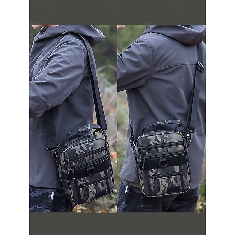 Men's Multifunctional Digital Camouflage Shoulder Bag with Multiple Pockets - Tactical Style for Outdoor Enthusiasts Hiking, Traveling and Daily Use White Black Green3