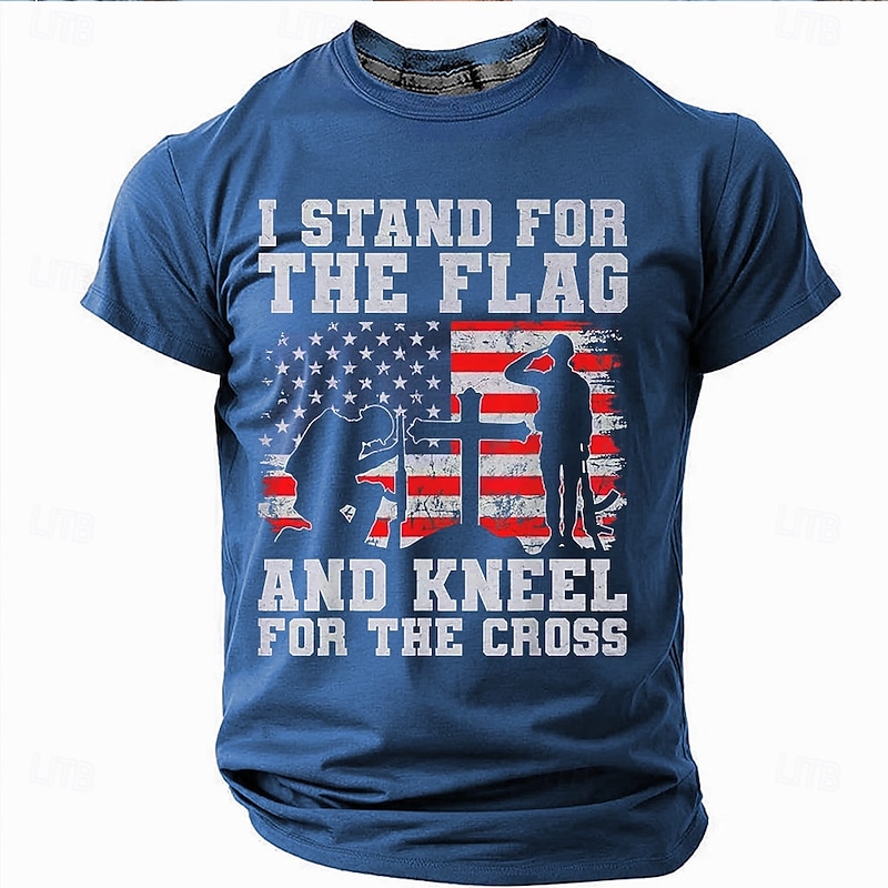 Patriotic T Shirts For Men American US Flag T Shirt Short Sleeve T shirt 3D Print Crew Neck Shirt Fashion Daily Basic Street Casual Daily Black White Summer Spring All Seasons Clothing Apparel S