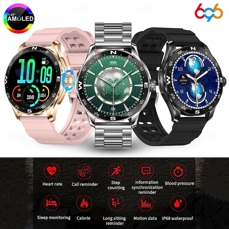 696 Y88 Smart Watch Fitness Tracker ECG PPG Bluetooth Call Reminder Android iOS IP67 41mm 1.43