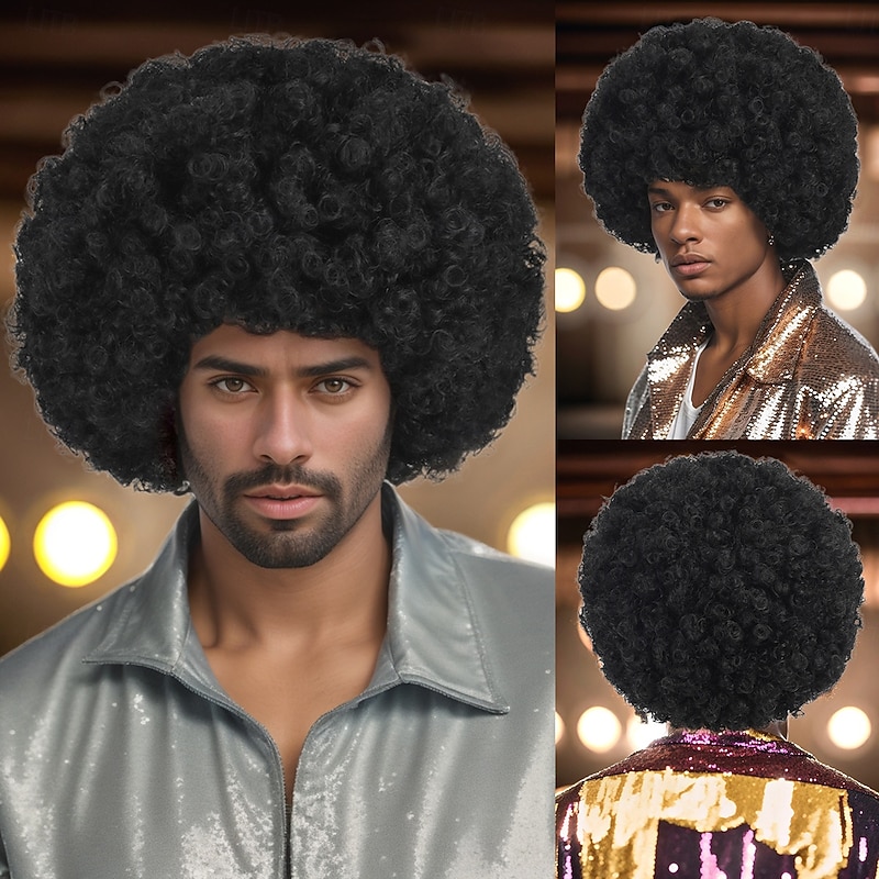 Synthetic Wig Curly Curly Weave Asymmetrical Neat Bang Machine Made Wig 30 inch A1 Synthetic Hair Men's Classic Comfortable Color Gradient Black