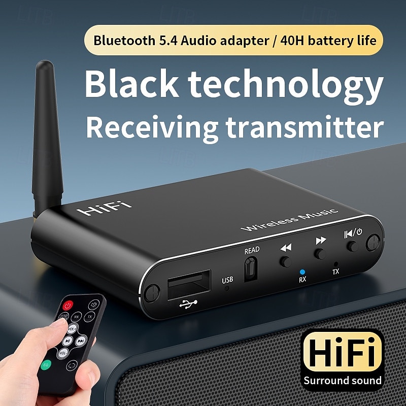 Bluetooth 5.4 Transmitter Receiver Adapter 3.5mm AUX Jack for Speakers Headset U Disk PS5 Audio Receiver Support A2DP/AVRCP