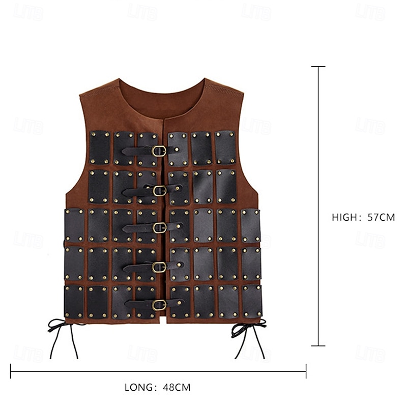 Retro Vintage Medieval Renaissance Armor Vest Chest Guard Warrior Viking Fancy Dress Men's Viking Halloween Carnival Performance Party LARP Adults' Vest3