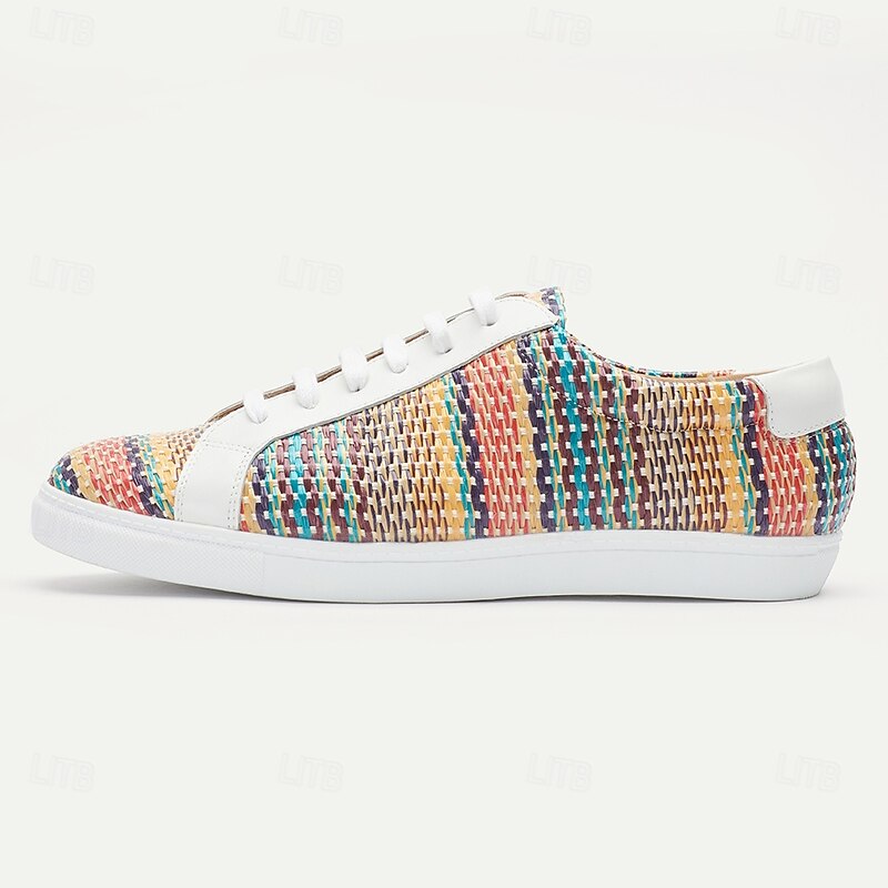 Men's Multicolor Woven Sneakers – Trendy Nylon Knit Lace-Up Casual Shoes for Daily Wear & Travel4