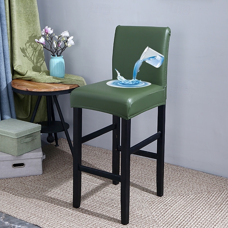 Waterproof Club Chair Cover Swivel Chair Cover Stretch Fabric Small Size Short Back Seat Cover Barstool Home Decor3