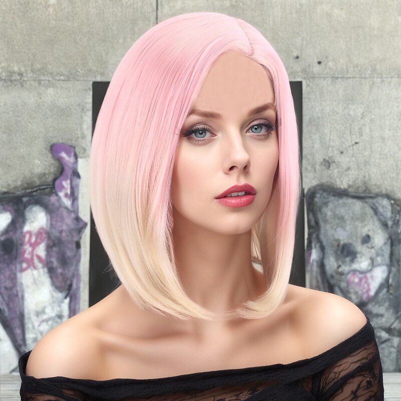 Synthetic Wig Bouncy Curl Water Wave Layered Haircut Deep Parting Machine Made Wig 30 inch A1 Synthetic Hair Women's Classic Comfortable Color Gradient Multi-color4