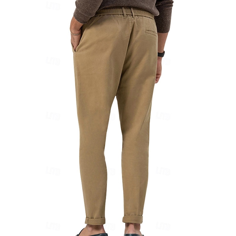 Men's Graduation Dress Pants Trousers Slacks Summer Pants Pocket Drawstring Elastic Waist Plain Comfort Breathable Vacation Holiday Casual Gray Green ArmyGreen3