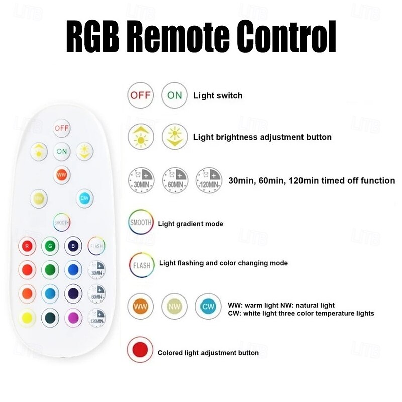 E27 Rechargeable LED Smart Light Bulbs with Remote Control Battery Operated Light Bulbs 3 Timer Dimmable Cordless RGB LED Bulb for Wall Sconce Emergency Bulb4
