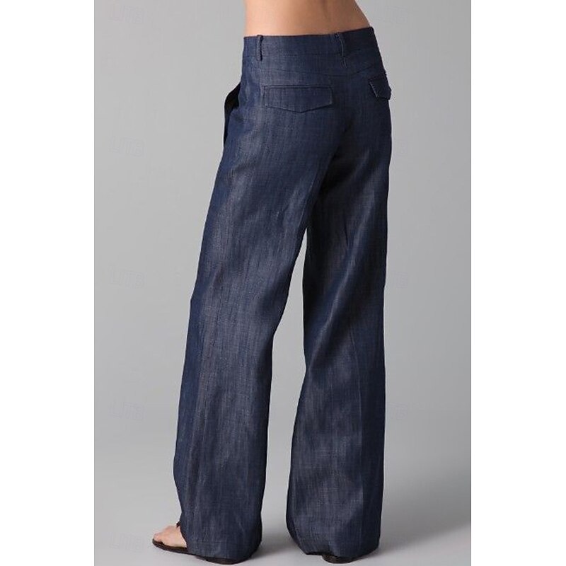 Women's  Pants Slacks Fashion Streetwear Full Length Natural Plain Pocket Comfy Outdoor Street Going out Navy Summer Regular Fit3