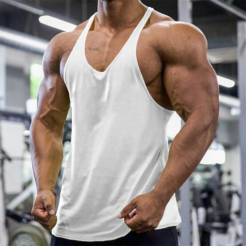 Men's Tank Top Vest Top Undershirt Sleeveless Shirt Sleeveless Deep U Summer Plain Fashion Designer Basic Vacation Street Going out Black White Yellow Top Tee for Men3