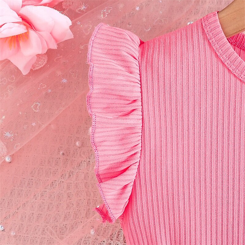 Kids Girls' Dress Floral Dress Flower Sleeveless Outdoor Casual Ruffle Fashion Daily Polyester Knee-length Casual Dress A Line Dress Summer 4 years+ Light Pink Wine3