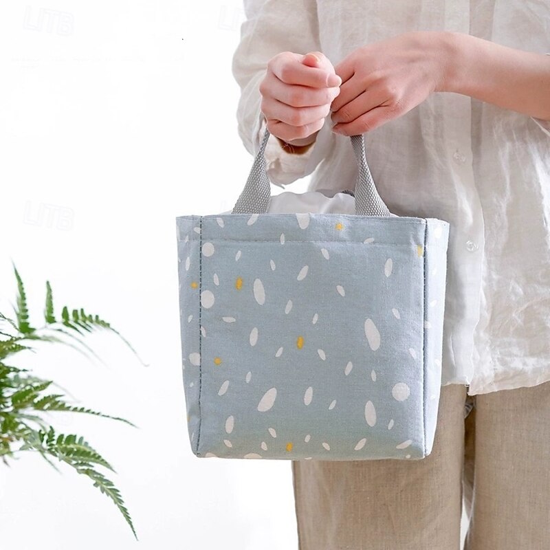 Imitation Hemp Insulated Lunch Bag – Portable Handheld Food Carrier for Students, Fresh-Keeping Picnic Tote