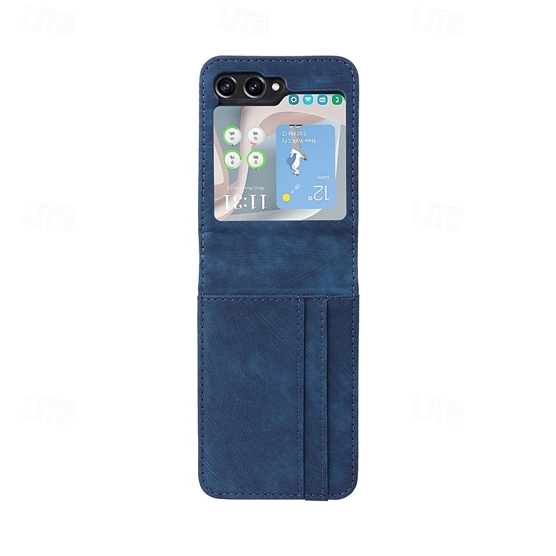 Phone Case For Samsung Galaxy Z Flip 7 Z Flip 6 Z Flip 5 Z Flip 4 Z Flip 3 Back Cover Card Slot Shockproof Retro TPU PU Leather2