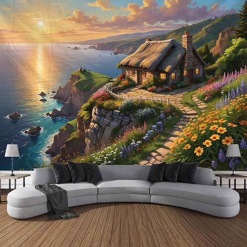 Dreamy seawater plant landscape Hanging Tapestry Wall Art Large Tapestry Mural Decor Photograph Backdrop Blanket Curtain Home Bedroom Living Room Decoration3