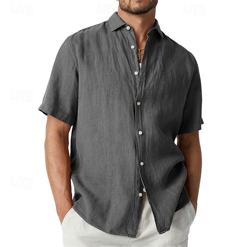 Men's Shirt Summer Shirt Casual Shirt Beach Shirt Button Up Shirt Black White Blue Orange Green Short Sleeve Plain Lapel Vacation Hawaiian Clothing Apparel Polyester Fashion Casual Comfortable2