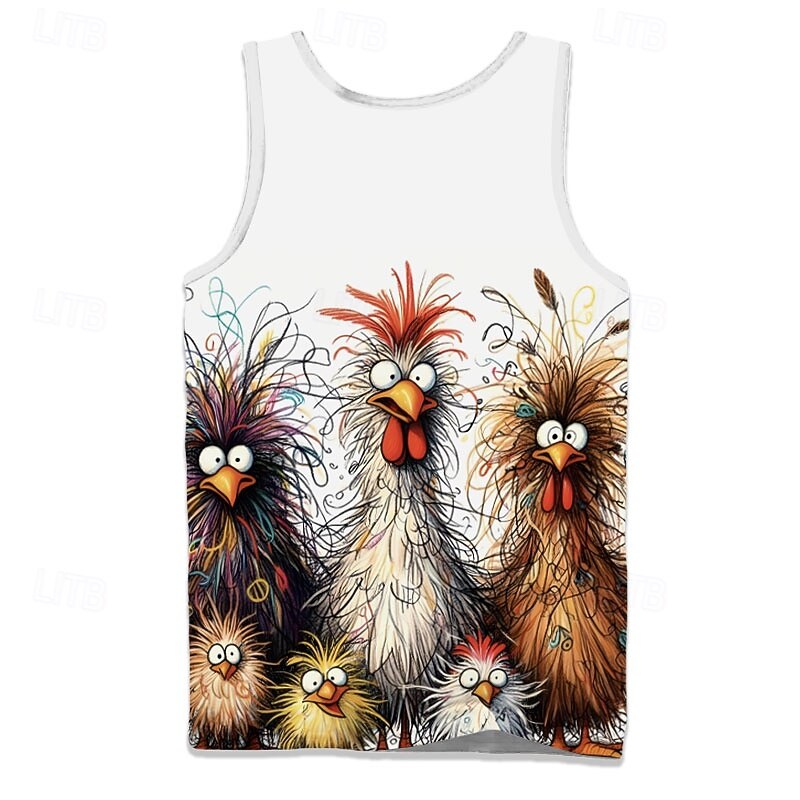 Men's Animal T Shirt Vest Top Sleeveless T shirt 3D Print Crew Neck Shirt Vacation Casual Hawaiian Holiday White 1 White Blue Summer Spring Clothing Apparel S M L XL XXL XXXL4