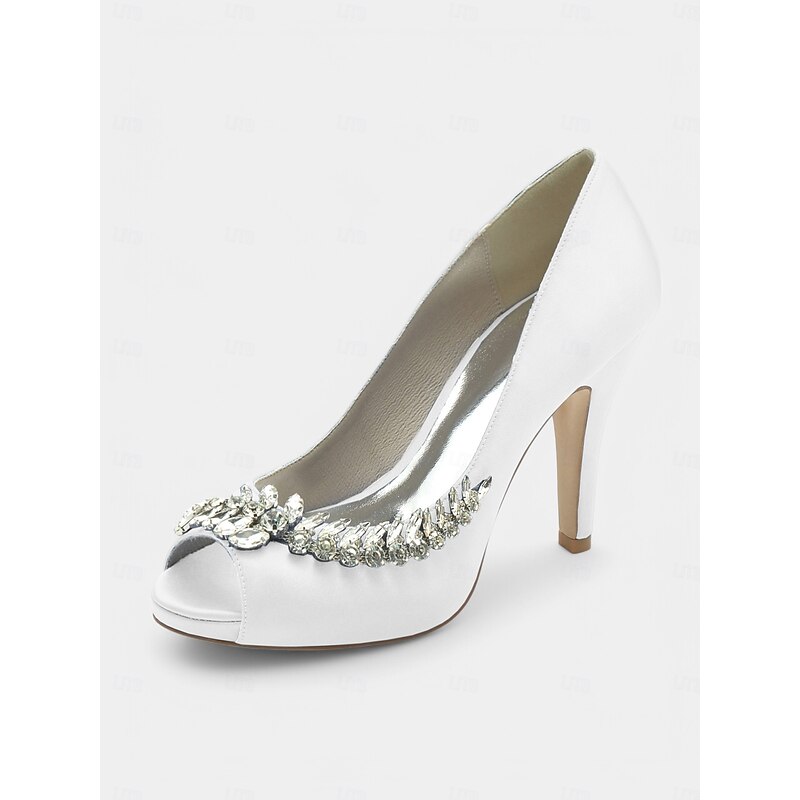 Blue Satin Peep-Toe Heels with Crystal Embellishment – Luxury Women's Wedding & Prom Shoes2