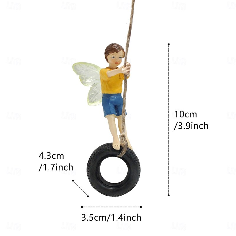 Flower Fairy Resin, Swing Tire Swing Flower Fairy Resin, Fairy Figurines for Outdoor Garden Yard Lawn Supplies Home Decor2