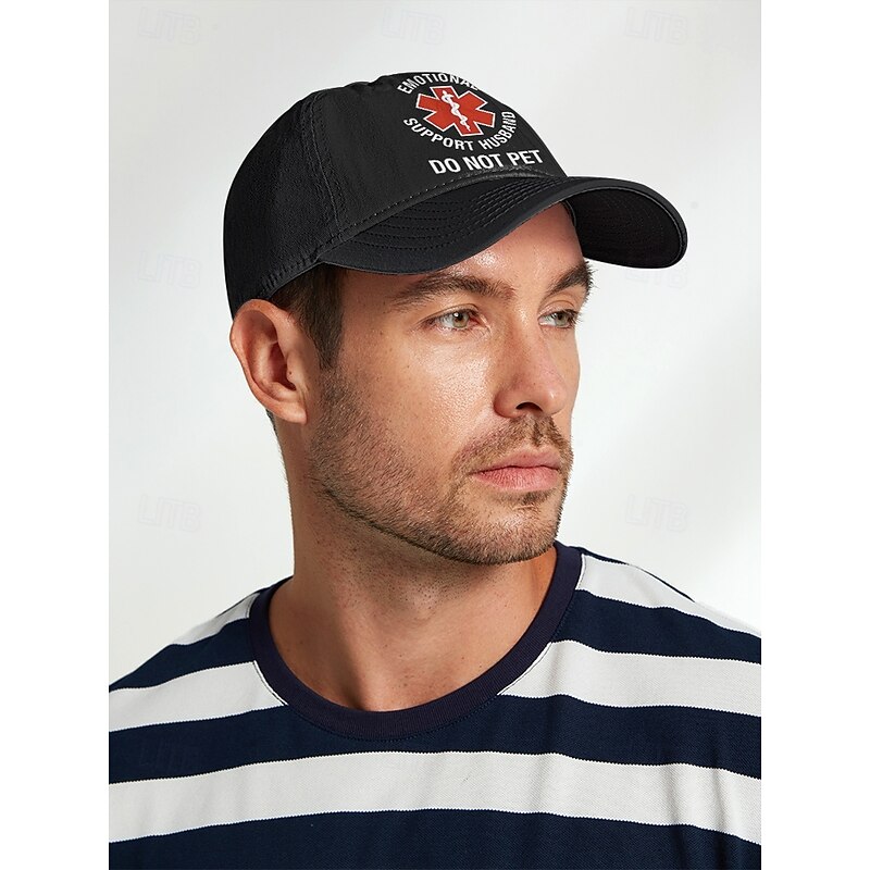 Funny 'Emotional Support Husband' Baseball Cap – Adjustable Cotton Dad Hat, Embroidered Design, Casual Gift for Men, Everyday Wear