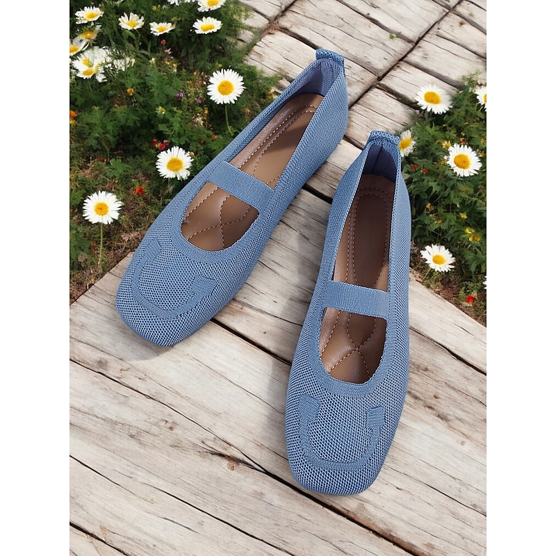 Women's Flyknit Mary Jane Flats – Comfortable Square-Toe Slip-On Shoes for Summer & Daily Wear3