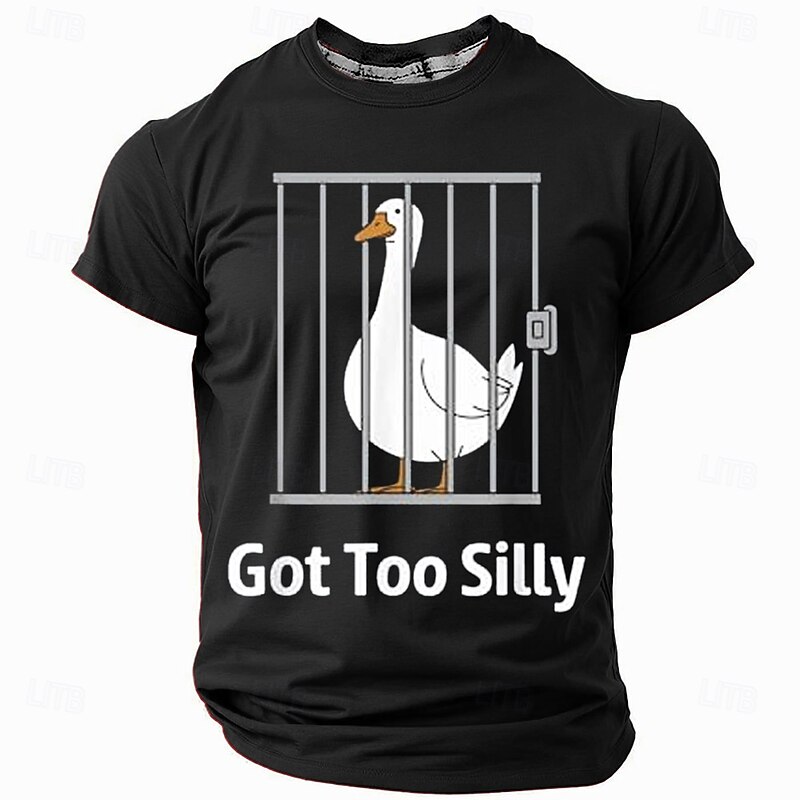 Men's Funny Graphic T-Shirt - Got Too Silly Goose Pun Design Short Sleeve Tee