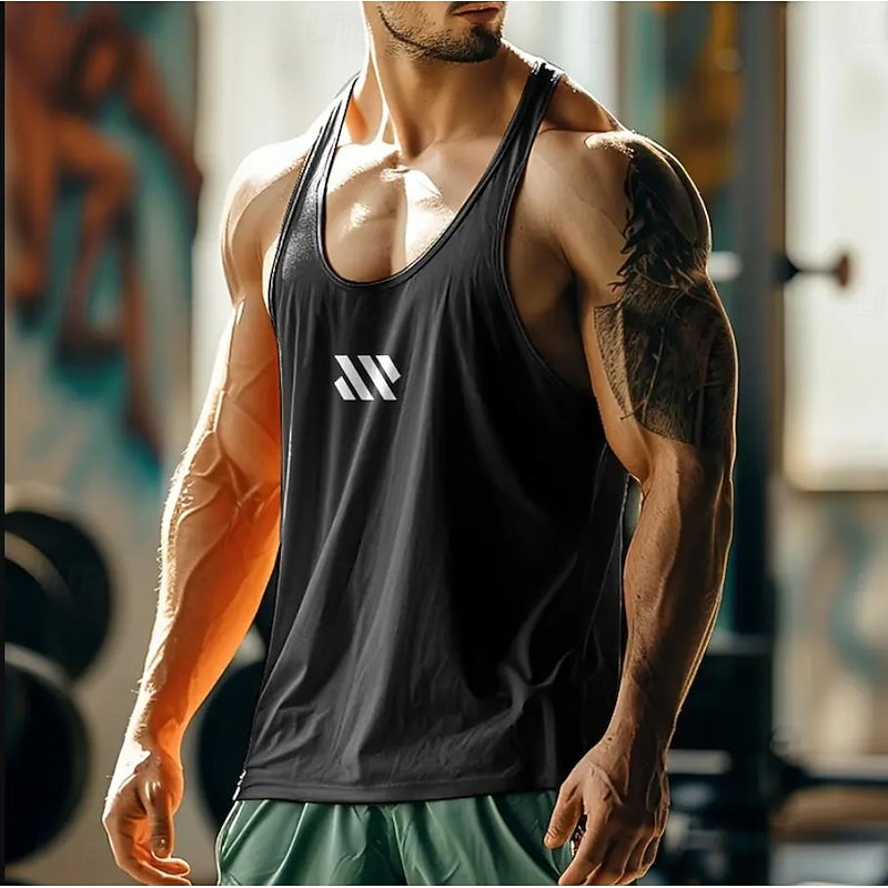 Men's Tank Top Vest Sleeveless Shirt Gym Muscle Tee Sleeveless U Neck Summer Plain Fashion Classic Comfortable Casual Sports Holiday Black White Yellow Top Tee for Men2