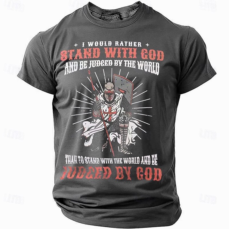 Easter Men's Knights Templar T Shirt Short Sleeve T shirt 3D Print Crew Neck Shirt Designer Casual Party Holiday Black Blue Green Summer Spring Clothing Apparel S M L XL XXL XXXL3