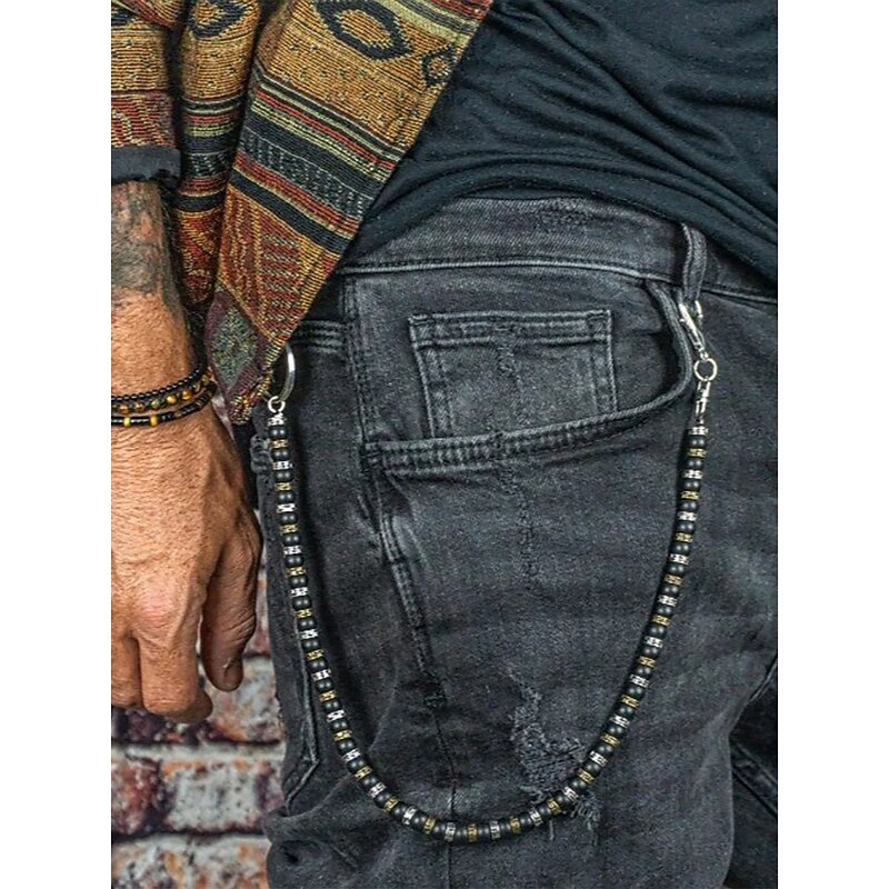 "Mens Beaded Trouser Chain - Vintage Goth Rock Style for Bikers, Punks and Street Fashion"2