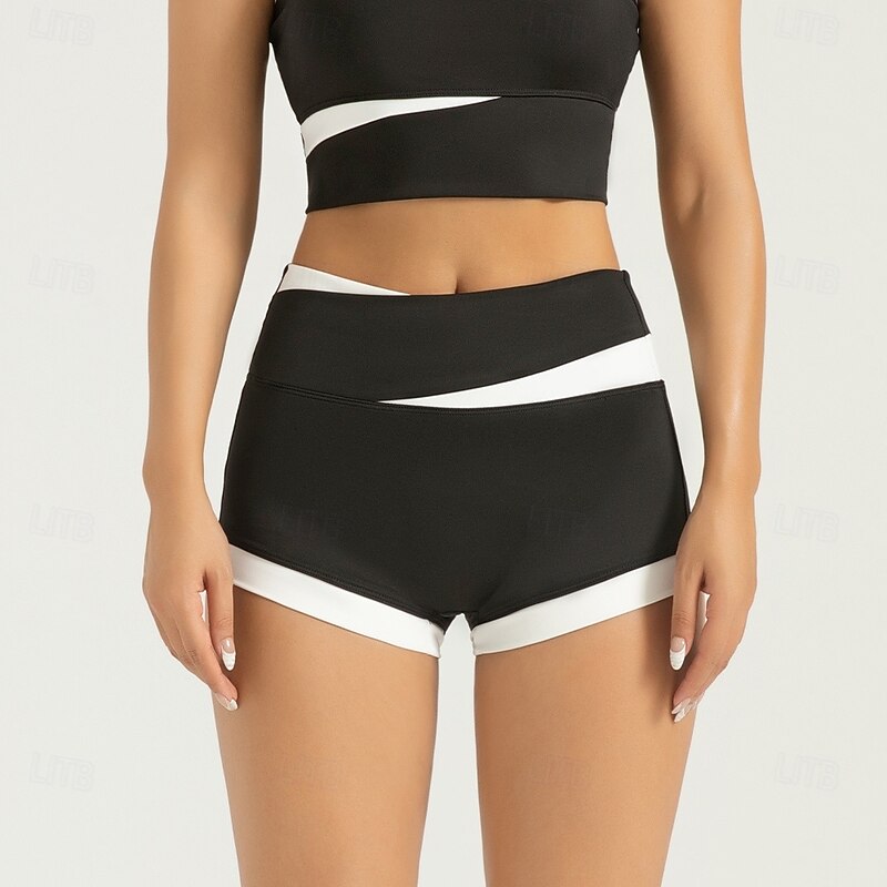 Women's Gym Shorts Yoga Shorts Workout Shorts Criss Cross Waist High Waist Pilates Gym Workout Workout Shorts Solid Color Black Khaki Gray Sports Activewear Stretchy Slim2