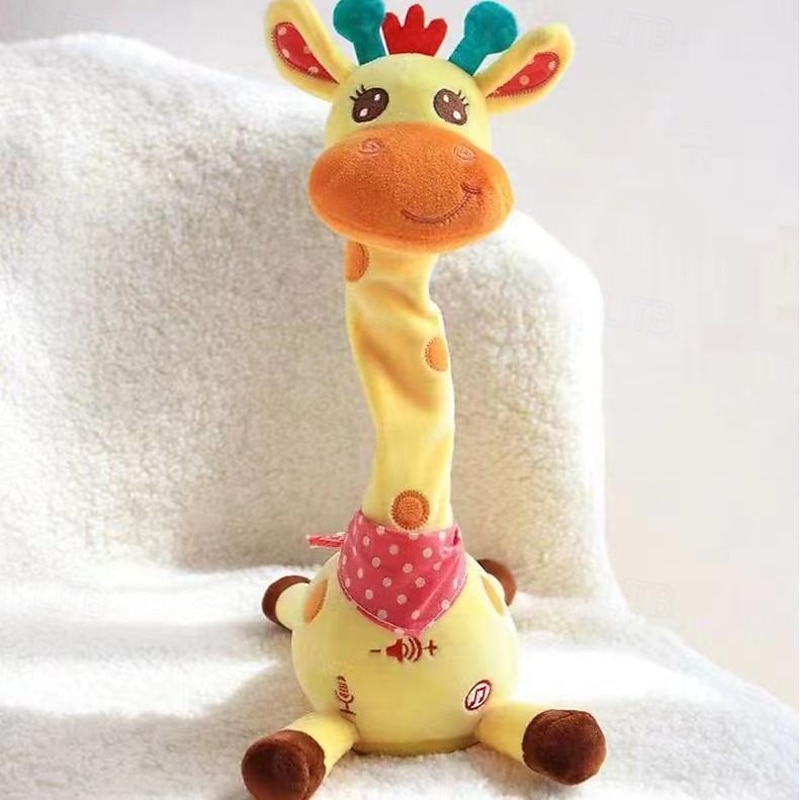 3-Button Embroidered Interactive Singing Fawn Plush Toy - Talks & Sings Perfect for Home Decor & Holiday Gifts