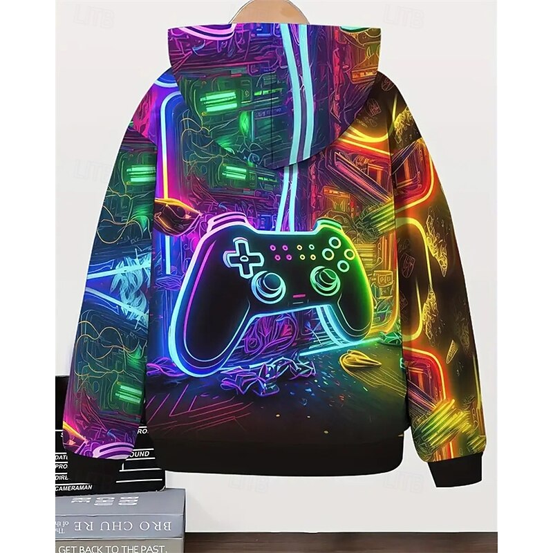 Boys 3D Game Hoodie Coat Outerwear Long Sleeve Spring Fall Adorable Sport Kids 4-12 Years Zip Street Daily Regular Fit2