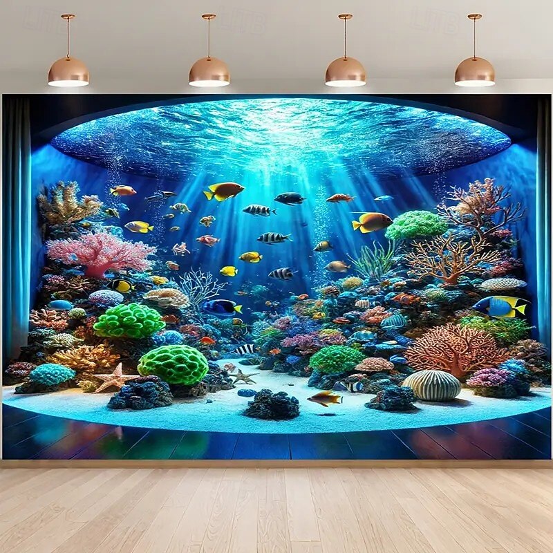Landscape Ocean Undersea Hanging Tapestry Wall Art Large Tapestry Mural Decor Photograph Backdrop Blanket Curtain Home Bedroom Living Room Decoration