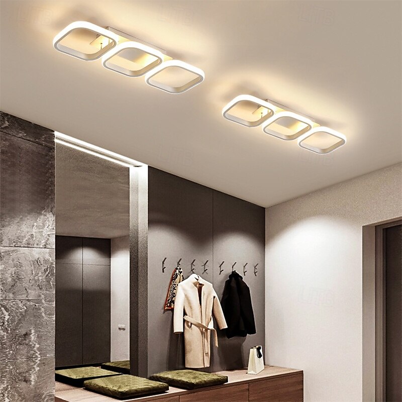 Modern LED Ceiling Light 3-Head Square Circular Embedded Ceiling Light 30W Three Color Ceiling Light Corridor Light Fixture Suitable for Bedroom Living Room Kitchen Office Lighting2