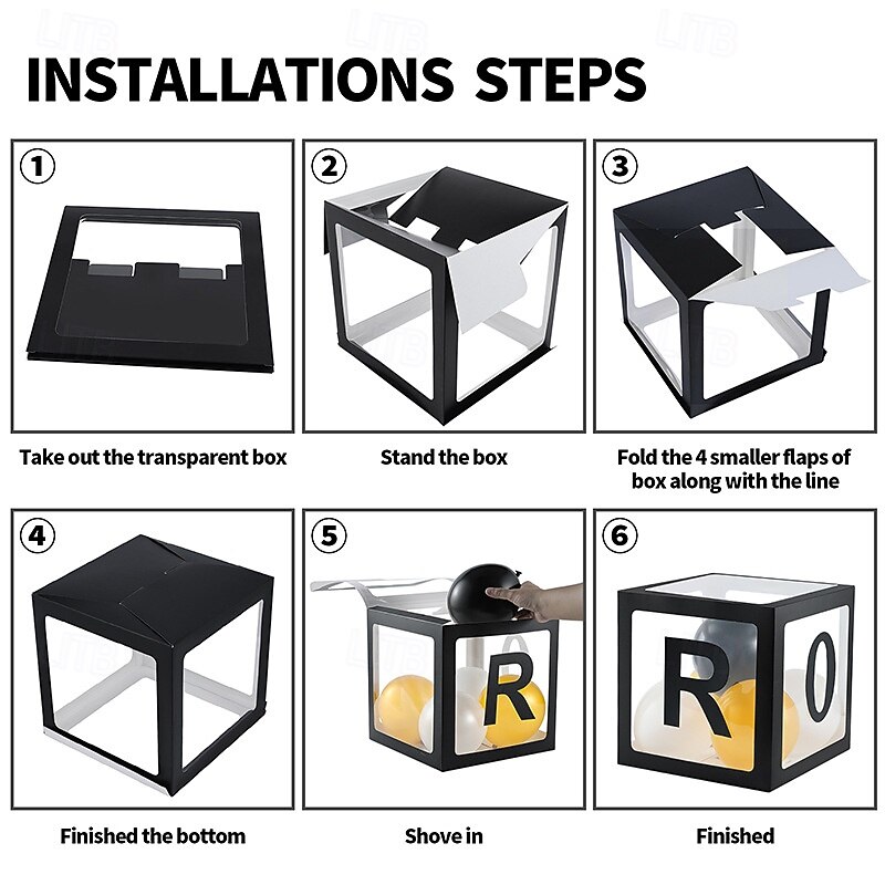 Graduation Decorations Class of 2025, 4pcs 2025 Graduation Party Black Balloon Boxes with Letters GRAD, 2025 for Preschool Kindergarten High School College Grad Party Celebration Supplies2